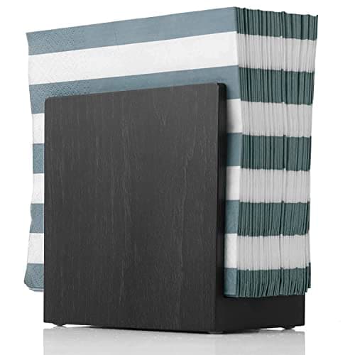 Napkin Holder For Table - Wooden Farmhouse Napkin Holders, Black Simple Upright Vertical Dining Table Cocktail Napkins Dispenser, Kitchen Rustic Natural Walnut Wood For Paper Napkins
