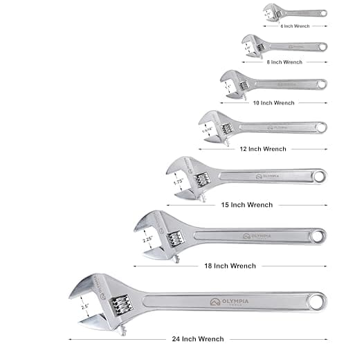 Olympia Tools 6" Adjustable Wrench, Heavy Duty Drop Forged Steel, Chrome Plated, Precision Machined Jaws, Rust Resistant 7