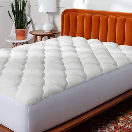 ViscoSoft Copper Mattress Topper Pad Queen - Soft Overstuffed Premium Cloud-Like Support - Quilted Fiberfilled Mattress Topper with Deep 18" Pocket for Secured Fit