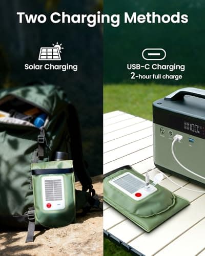 24" Foldable Inflatable Solar Camping Lantern, Magnetic LED Light Tube, USB-C Rechargeable & 2000mAh Power Bank, IP66 TPU Tent Light for Hiking & Hurricane(Green) 6