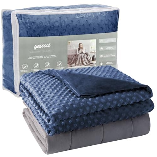 yescool Weighted Blanket with Cover for Adults (15 lbs, 48" x 72", Cobalt Blue) Heavy Blanket for Sleeping Perfect for 140-160 lbs, Twin Size Breathable Blanket with Premium Glass Bead