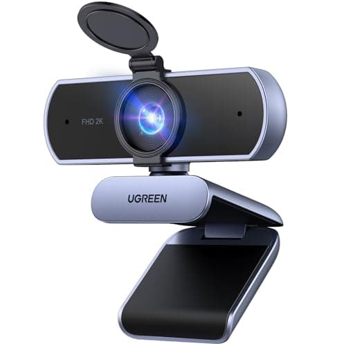 UGREEN 2K Webcam for PC Ultra HD 1080P Computer Webcam with Microphone, PC Camera with Privacy Cover, USB Web Camera for Streaming, Conference, Video Calling, Zoom, Skype, Teams, FaceTime, Grey