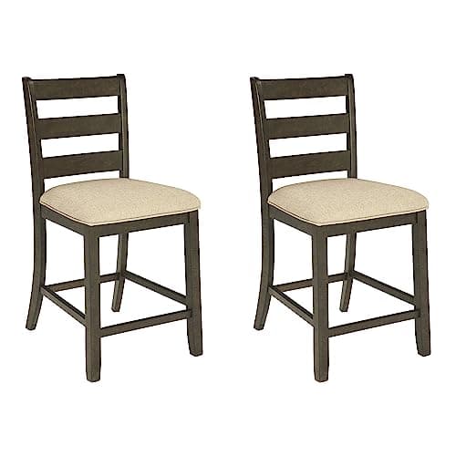 Signature Design by Ashley Rokane Upholstered 24.75" Counter Height Bar Stool, 2 Count, Brown