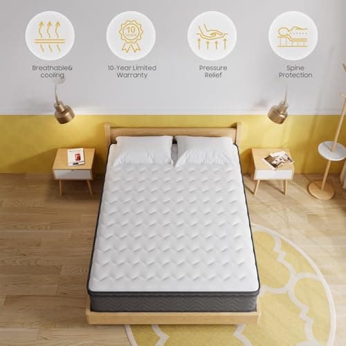 Queen Mattress 10 Inch, Mattress Queen Size, Memory Foam Hybrid Mattress in a Box, Motion Isolation & Pocket Springs, Back Pain Relief, Breathable 6