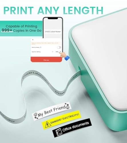 Vixic Label Maker, D1600 Label Maker Machine with-Tape, Recharge Handheld Label Maker Portable, Easy Bluetooth Labeler for School Home Office Organization, Multiple Template Icon Font Inkless 6