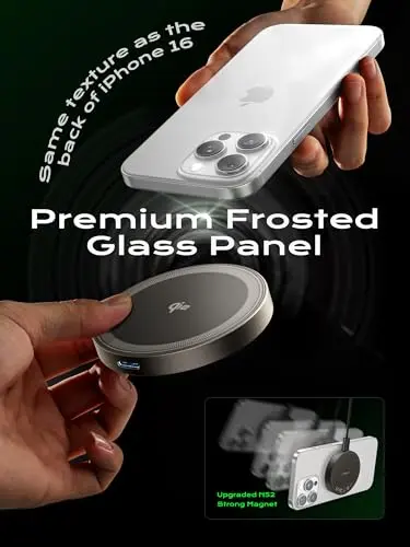 THREEKEY for Qi2 Charger, Magnetic Charger for iPhone 17/16/15/14/13/12 Series & Galaxy S25 Ultra, Qi2 Wireless Charger Dual-Sided Magnets, 15W Fast Charging Pad with 5FT USB-C Cable (Bronze) 6