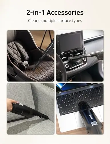 Aspiron Cordless Handheld Vacuum, 24KPA Powerful Car Vacuum, 2-Speed, 2 Charging Methods, Wireless Charger, Ergonomic Handle, Portable Rechargeable Vacuum Cleaner for Car, Home, Black Red 5