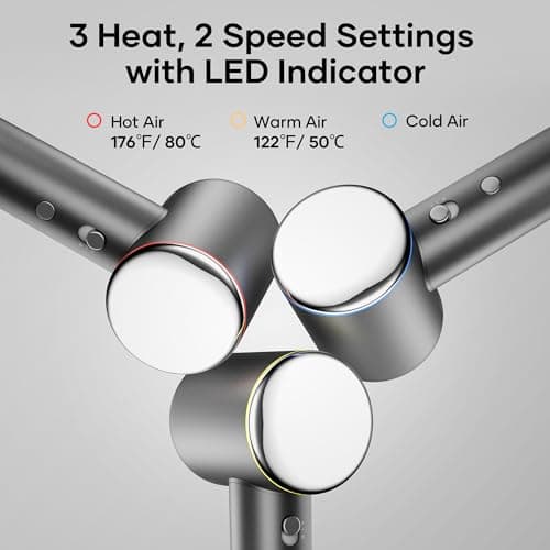 Professional Hair Dryer, 200 Million Negative Ionic Blow Dryer with 110000 RPM Brushless Motor, 1500W High-Speed HairDryer with Magnetic Nozzle & Diffuser for Salon, Home, Travel (Wisdom Gray) 4