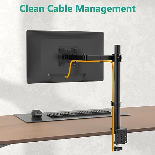 WALI Single Monitor Mount, Single Monitor Arm Desk Mount,Desk Monitors Stand, Holds Screen Up to 32inch, 22lbs, Adjustable Mount with C-CLAMP Designed for Home Office Application(M001), Black 9