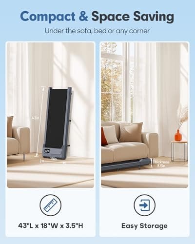 10% Incline Walking Pad Treadmill 265 lb Capacity, Under The Desk Treadmills for Home,[Voice Controlled] Small Treadmill Work with KINOMAP Apple Health, Portable Treadmills for Office, Apartment 6