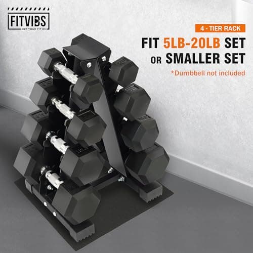 Fitvids Dumbbell Rack A-Frame Weight Rack for Home Gym 4 Tier – Sports Training – A-Frame, 4-Tier – Black 5
