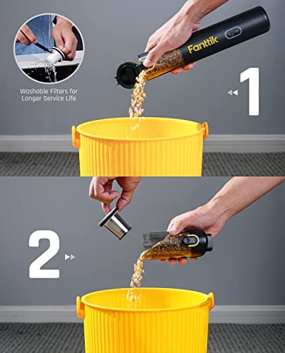 Fanttik Slim V8 Mate Cordless Car Vacuum Suction Power 12000Pa, Portable Mini Vacuum with Flexible Hose and Pet Brush, Type-C Charge, Portable for Car, Office Desk, Keyboards, Black 6