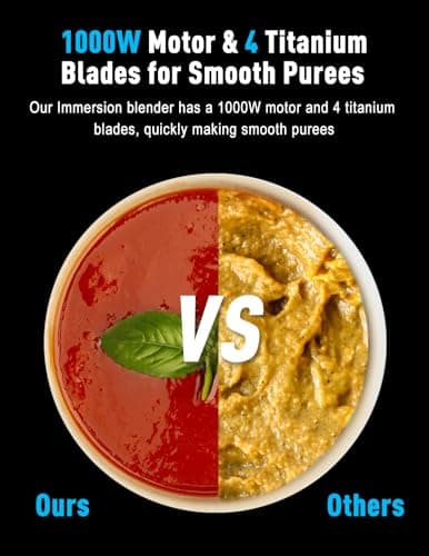 1000W Powerful Immersion Blender handheld, 2025 New Update Hand Blender with 25-Speed, Scratch-Resistant Corded Hand Mixer with Heavy-Duty Copper Brushless Motor and Gift Box 6