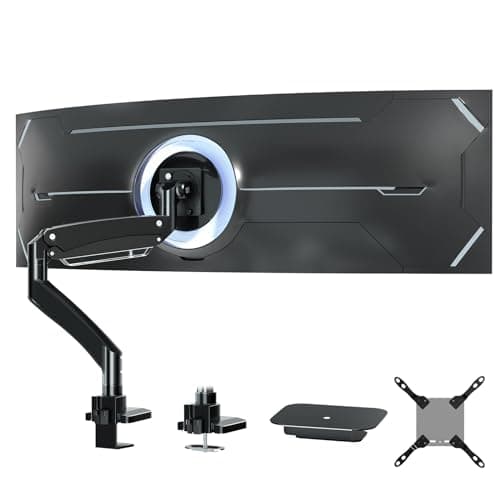 Ultrawide Monitor-Arm Heavy Duty 22-57‘’ - PUTORSEN Aluminum Single Monitor Mount Holds up to 59.4 lbs, Premium Adjustable Desk Mount Stand, VESA 75/100/200 mm, Black