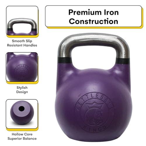 Kettlebell Kings - Competition Kettlebell Weights For Women and Men - Designed For Comfort in High Repetition Workouts - Superior Balance For Better Workouts (22 KG) 5