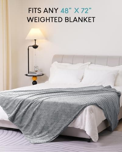 Cottonblue Weighted Blanket Duvet Cover 48x72, Removable Duvet Cover for Heavy Blankets, Soft Fuzzy Minky Dot, Machine Washable Cover with Zipper on Long Side, Grey 6
