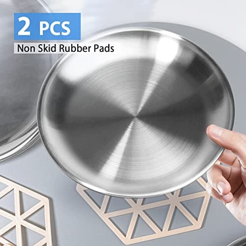 Stainless Steel Cat Dishes for Food and Water Bowls for Small Pets Relief of Whisker Fatigue -2 Sets Shallow Style(6.5 Inch) 6