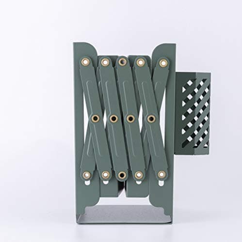 JIARI Adjustable Metal Bookends with Expandable Design, Blue, Heavy-Duty Book Organizers for Shelves, 1pcs Pen Holder (Blue) 8