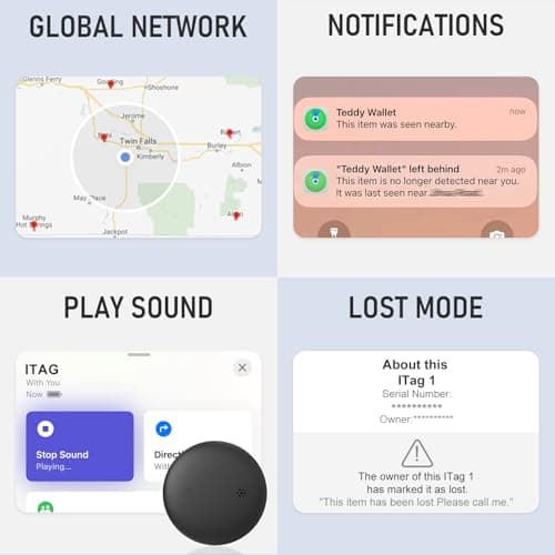 IP68 Waterproof Alternative, Smart Tag Key Finder Works with Find My (iOS Only), Bluetooth Tracker, Finder Locator for Keys, Luggage, Backpack, Wallet (Black, 1 Pack) 5