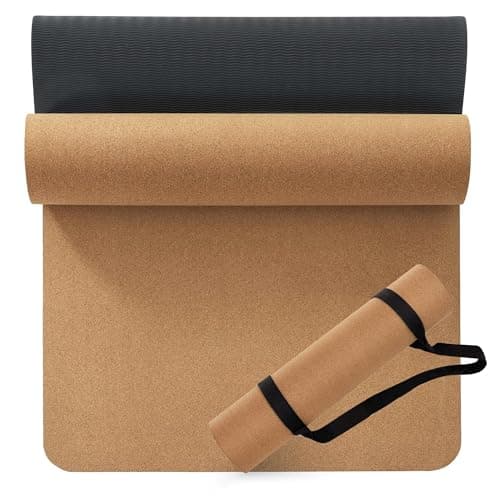 Umineux Premium Cork Yoga Exercise Mats 6mm 1/4 x 72 x 26 in, Cork and TPE Non Slip Yoga Mats for Women Men, Sweat proof, Sustainable, Great for Hot Yoga & Workout
