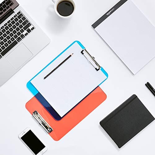 Amazon Basics Colorful, Sturdy, Lightweight Plastic Clipboards, Letter Size, Assorted Colors, Pack of 6 6