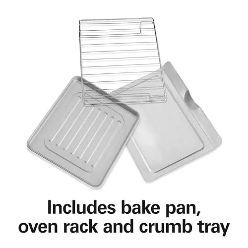 Hamilton Beach Easy Reach 4-Slice Countertop Toaster Oven With Roll-Top Door, 1200 Watts, Fits 9” Pizza, 3 Cooking Functions for Bake, Broil and Toast, Silver (31344DA) 6