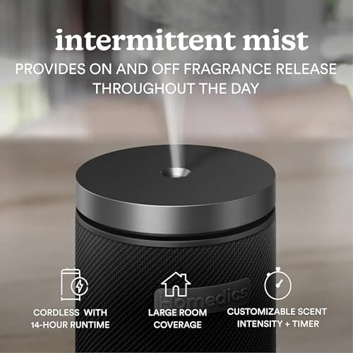 Homedics SereneScent Fabric Rechargeable Waterless Diffuser, Use with Homedics SereneScent Oil 120ml (Sold Separately) Cordless Aromatherapy, Adjustable Mist & Timer, 6 Calming Lights, Black 2