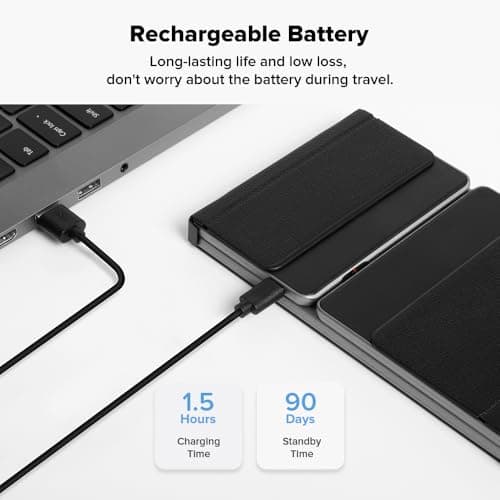 DeLUX Tri-fold Keyboard with Touchpad and Numeric Keypad, 2.4G Wireless Bluetooth KBD, Rechargeable Portable Travel Folding Keyboard with PU Leather, Compatible for iOS/Android/Windows/Tablet (KF18) 6