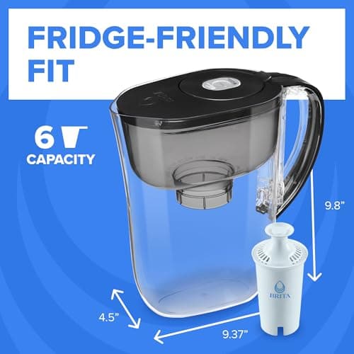 Brita Small 6 Cup Water Filter Pitcher, 1 BritaPlus Filter, Metro, Black (Package May Vary) 7