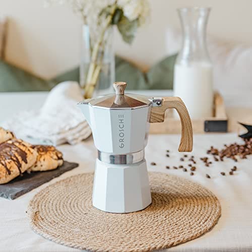 GROSCHE White Milano Stovetop Espresso Maker, 6 cup 6