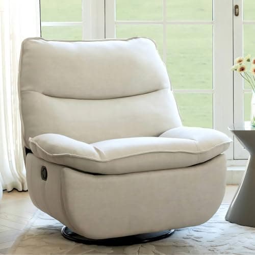 FLEXISPOT XRC7 Swivel Rocker Recliner Chair, 360° Swivel Oversized Armless Recliner with Oeko-TEX Certified Three-Proof Fabric, Award-Winning Design, Gaming Chair for Living Room Gaming Room, White