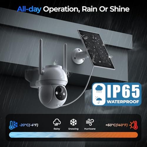 TOVDOR Solar Security Cameras Wireless Outdoor, WiFi Camera Outdoor 2K 360° View Battery Powered, Cameras for Home Security with Spotlight Color Night Vision Motion Sensor 2-Way Talk, White, 2 Pack 6