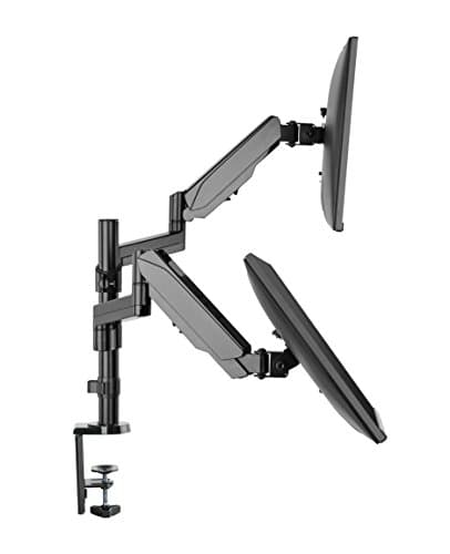 TechOrbits Triple/Double/Single Monitor Mount Stand - Computer Screen Desk Gas Spring Arm (Dual Monitor - Black)
