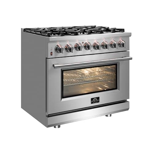 Forno Massimo 30″ Freestanding Dual Fuel Range with 5 Sealed Burners 68,000BTU, Wok Support & Griddle, 4.32 cu.ft. Oven - Modern Design Fuel Range with Pro-Style Handle and Zinc Coated Metal Knobs 7