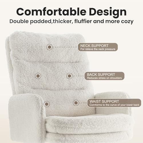 IWMH High-Back Home Office Chair,Upholstered Desk Chair with Armrests,Height Adjustable Armchair with Wheels, Swivel Office Desk Chair, Ergonomic Computer Task Chair, Leisure Armchair Cashmere(White) 6