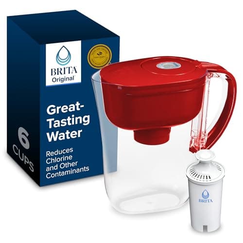 Brita Metro Water Filter Pitcher with SmartLight Change Indicator, BPA-Free, Replaces 1,800 Plastic Water Bottles a Year, Lasts Two Months, Includes 1 Filter, Small - 6-Cup Capacity, Fiery Red