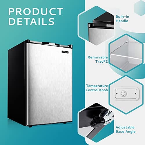 EUHOMY Upright freezer, 3.0 Cubic Feet, Single Door Compact Mini Freezer with Reversible Stainless Steel Door, Small freezer for Home/Dorms/Apartment/Office, Silver 6