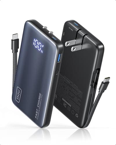 INIU 45W 10000mAh Power Bank with Built-in AC Plug & USB-C Cable, 30W Wall Charger for MacBook Air, Fast Charging Slim Portable Charger for iPhone 17/16/15,Samsung Galaxy,iPad, Pixel