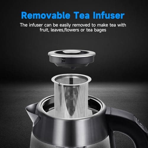Aigostar Electric Kettle, Tea Kettle with Temperature Control and Tea Infuser, 1500W Hot Water Kettle with Variable Temperature, Keep Warm Function, LED Indicator Light Change, Auto Shut-Off, 1.7L 5