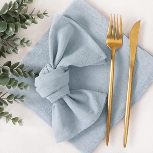 Socomi Cloth Napkins Grey Blue Easter Spring Washable Reusable Bulk Linen Cotton Napkins Set of 4 17"x17" for Wedding Party Bridal Baby Shower Birthday Dining Table Decorations 4