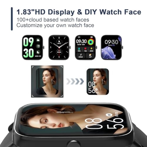 Smart Watch Full Touch Smart Watches for Android iOS Phones Compatible (Answer/Make Call) Smart Fitness Tracker Watch for Women Man Waterproof Smartwatch with Sleep/Heart Rate/sports/Step (Black) 5
