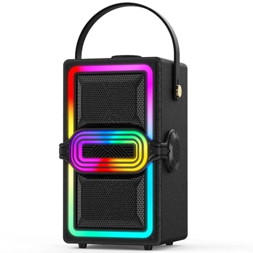 TAMPROAD Bluetooth Speaker, 120W Peak Power Wireless Speakers Boombox with Deep Bass, Portable Loud Stereo Sound Subwoofer with LED Light Show for Party, Outdoor, Camping (Black)