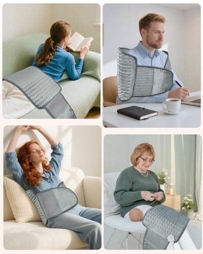 Heating Pad for Back Pain Relief, Extra-Large 12"x24"+26" Extendable Electric Heating Pad for Period Cramps with Belt, Auto Shut Off, Machine Washable, Portable Moist Heating Pad for Women & Men 8