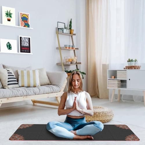72"X24"X0.2" Travel Yoga Mat, Non Slip Exercise Matt with Carry Bag, Easy to Roll and Fold, Durable, 5mm Thick Print Pilates Mat for Travel Home Gym Outdoor 6