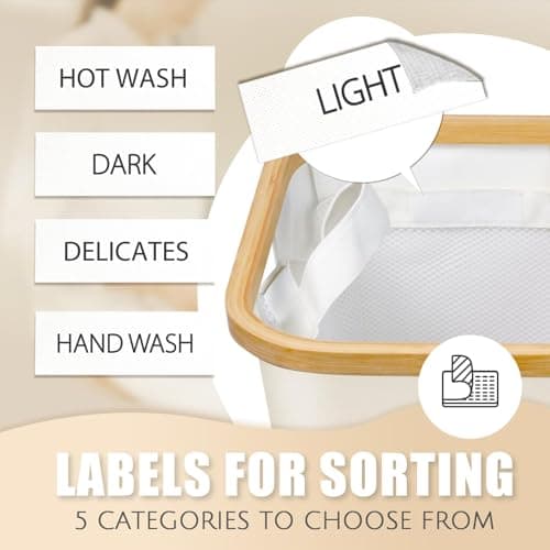 Extra Large 3 Section Dirty Clothes Laundry Basket with Lid, Dirty Clothes Hampers with Removable Bags for Bedroom and Laundry Room, Beige 6