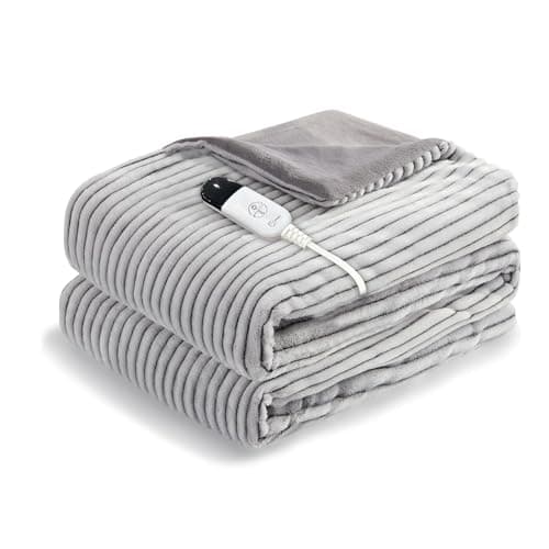 Weighted Idea Heated Weighted Blanket - Fast Heating Electric Throw Blanket with 6 Levels (Queen Size 60''x80'',15 lbs)-High Breathability and Soft Comfort Material with Glass Beads- Grey