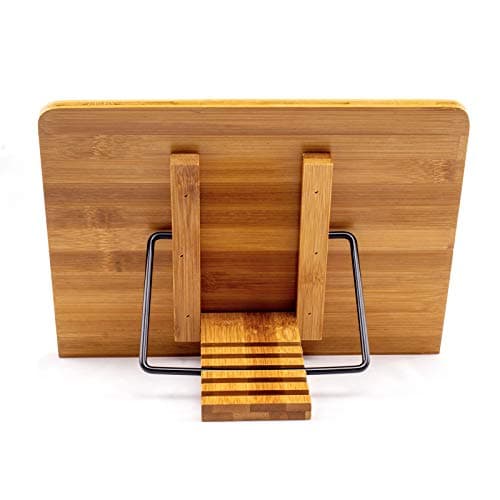Large A+ (15.4 x 11) Inch XL Bamboo Book Stands & Holders for Reading Hands Free in Bed,Cookbook,Textbook,Law,with 6 Adjustable Height Document Stand 7