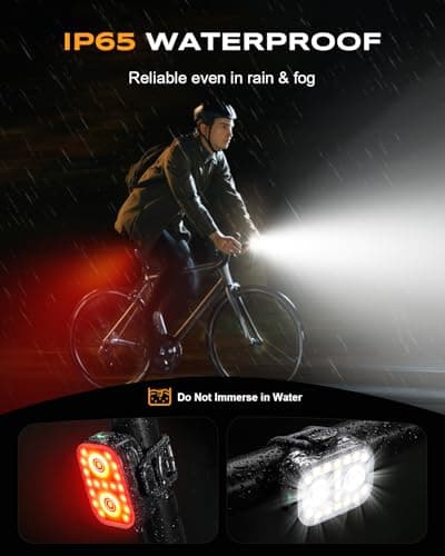 WOCBUY Bike Lights, Ultra-Slim & Lightweight Rechargeable Bicycle Lights Set, [5+6 Modes] Dual USB-C Bike Lights Front and Back, IP65 Waterproof Bicycle Lights for Night Riding Road Mountain Cycling 6