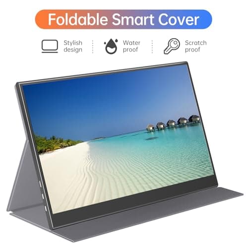 ForHelp 15.6inch Portable Monitor,1080P USB-C HDMI Second External Monitor for Laptop,PC,Mac Phone,PS,Xbox,Swich,IPS Ultra-Thin Zero Frame Gaming Display/Premium Smart Cover 7
