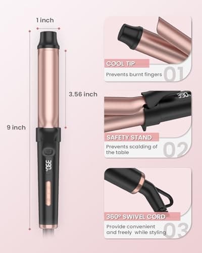 Mini Travel Curling Iron for Short to Medium Hair, Dual Voltage Ceramic Curling Wand 1 Inch,Portable Small Hair Curler with LED Display, 5 Temperature 6